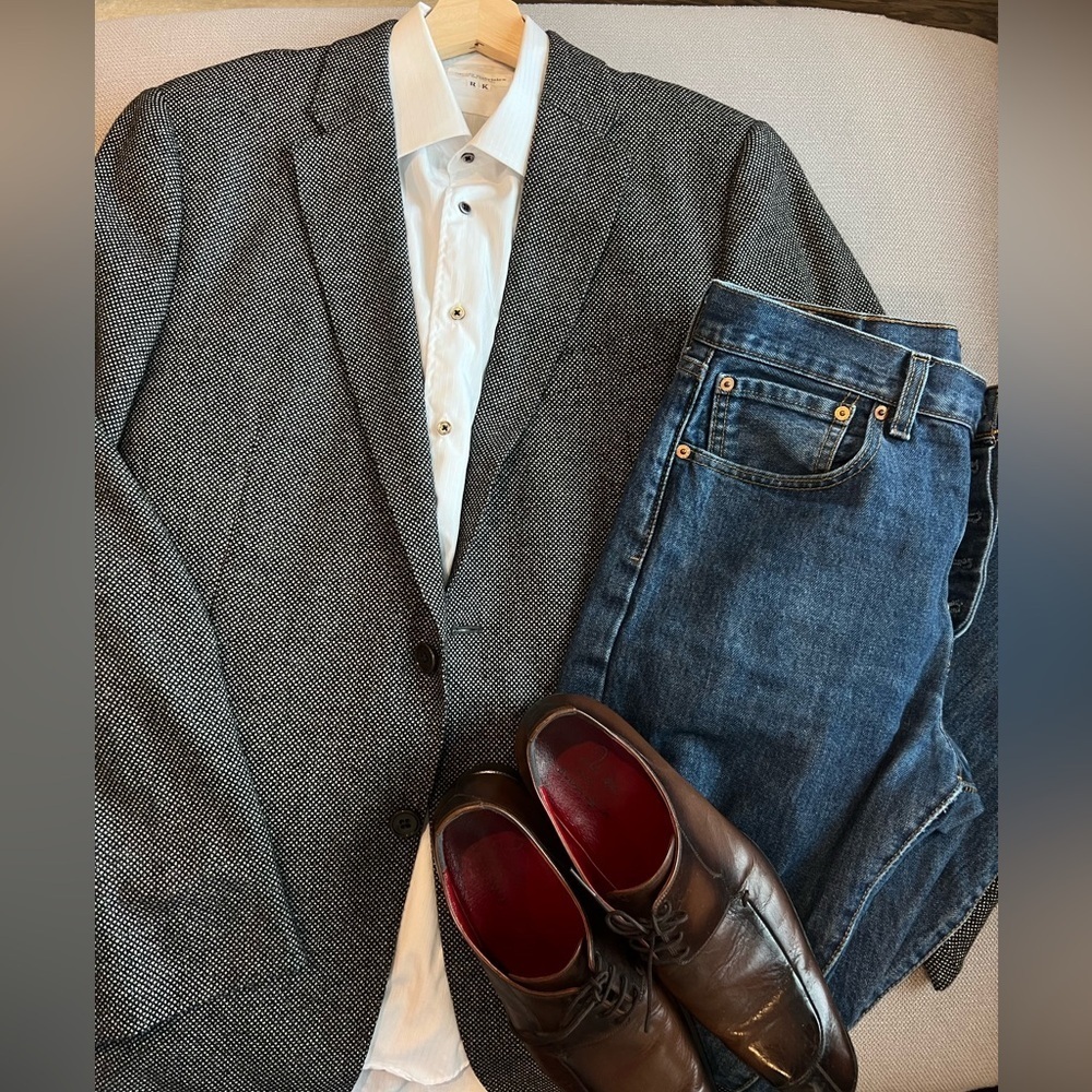 ARMANI COLLEZIONI M-LINE BLACK WEAVE BLAZER
